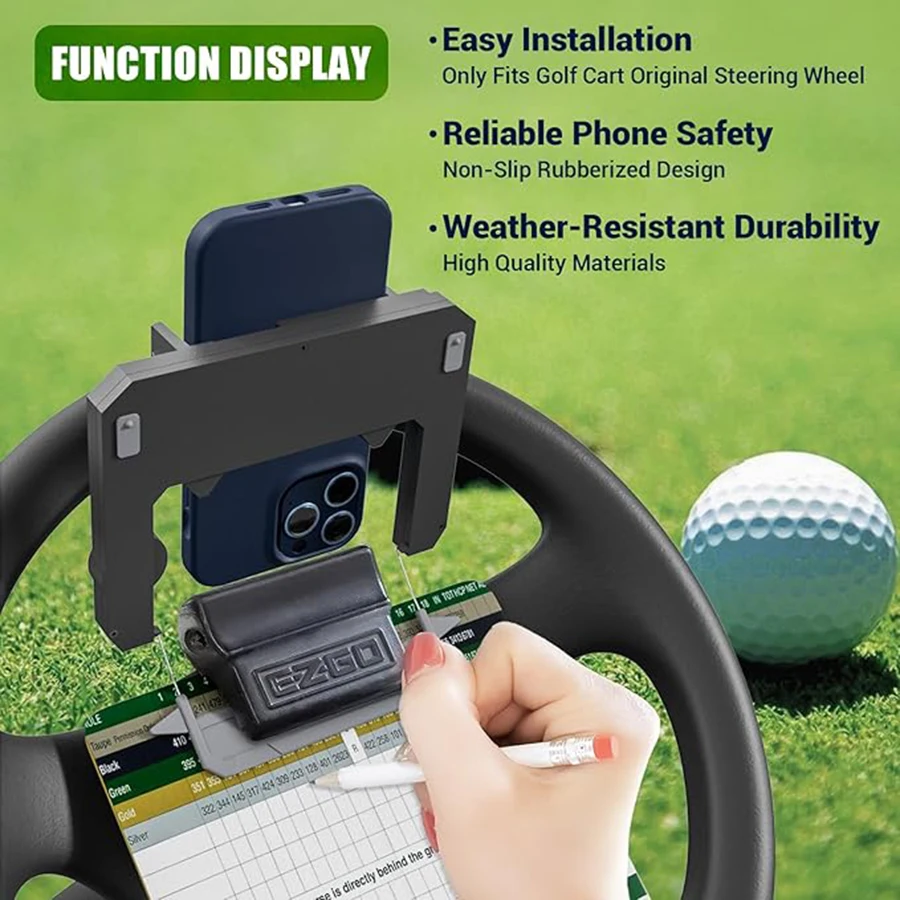 Supporto universale per telefono per carrello da golf/supporto per telefono per volante per carrello da golf per EZGO Yamaha Clubcar e tutti i carrelli da golf