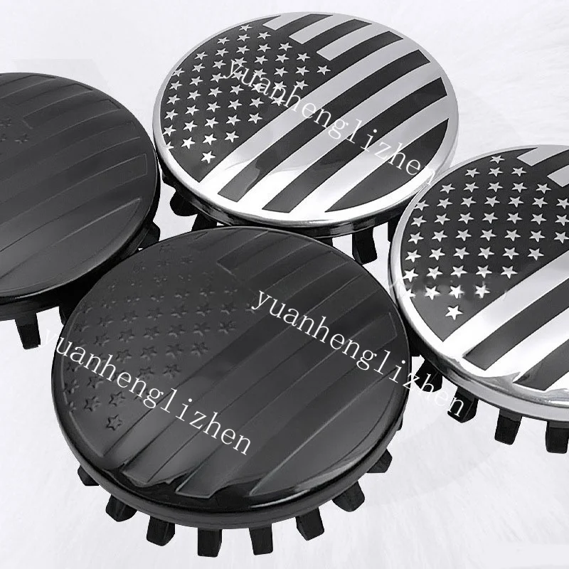 4pcs Black Silver 83mm US Flag Car Emblem Wheel Rim Center Hub Caps Cover for Tahoe Silverado Suburban Yukon Sierra 1500 Limited