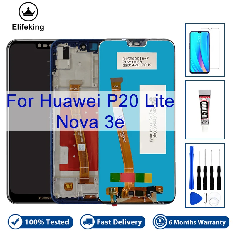 

5.84'' Screen For Huawei P20 Lite Nova 3E ANE-LX1 ANE-LX2 LCD Display Touch Panel Digitizer Assembly Replacement