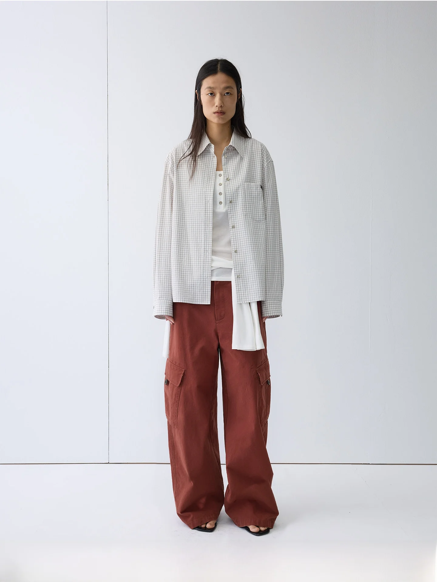 

Spring New Arrival Loose Fit Long Sve Cotton irt Color Woven Plaid Design Casual Sle Women's Premium Quali Breathable