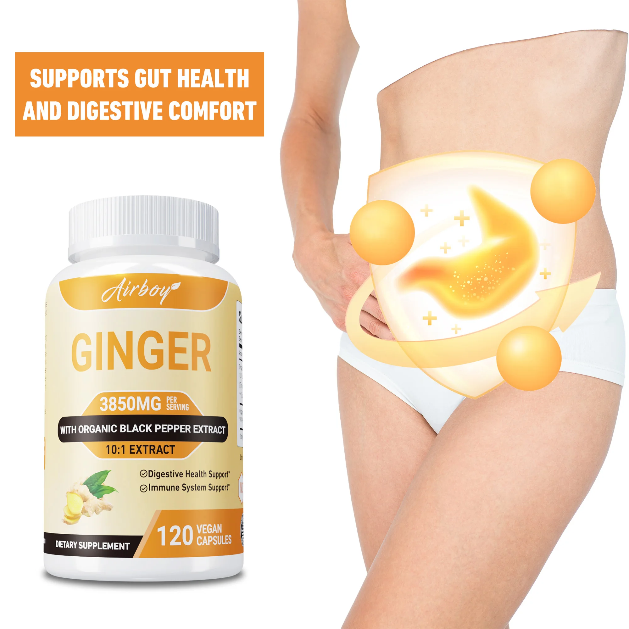 Ginger 3850MG – Verbessert die Verdauung und Absorption, fördert die Magen-Darm-Gesundheit und verbessert die sportliche Leistung
