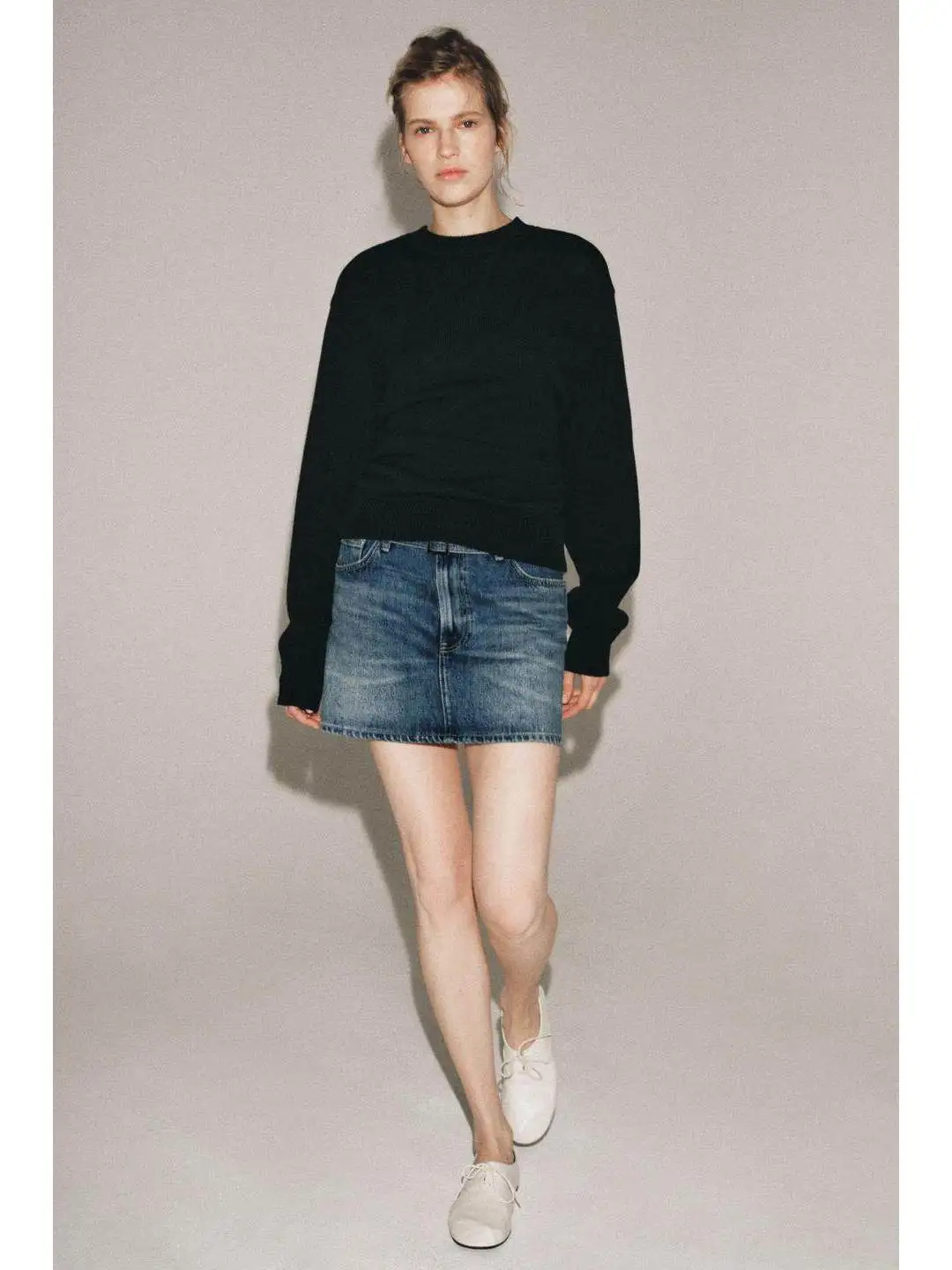Retro Washed Effect Denim  Skirt Casual Fashion Wrap around Waist Standard Fit Spring Collection Ladies' Skirts