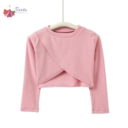 Ballet Sweater Girls Long Sleeve Shrug Pullover Dance Cardigan Kids Pink Warm Up Crop Top For Leotard Gymnastics Coat Costume