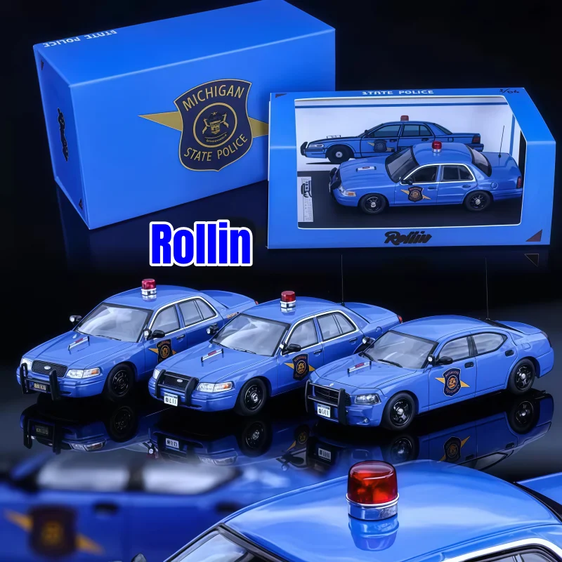 1-64-ford-cv-victoria-crown-stallion-michigan-state-police-figurine-de-voiture-miniature-realiste-en-alliage-moule-objet-decoratif-pour-adultes