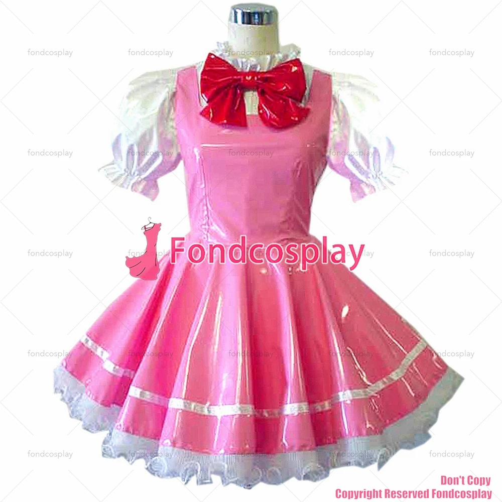 fondcosplay adult cross dressing sissy maid Cardcaptor Sakura Kinomoto heavy pink Pvc Dress cosplay Costume CD/TV[CK945]