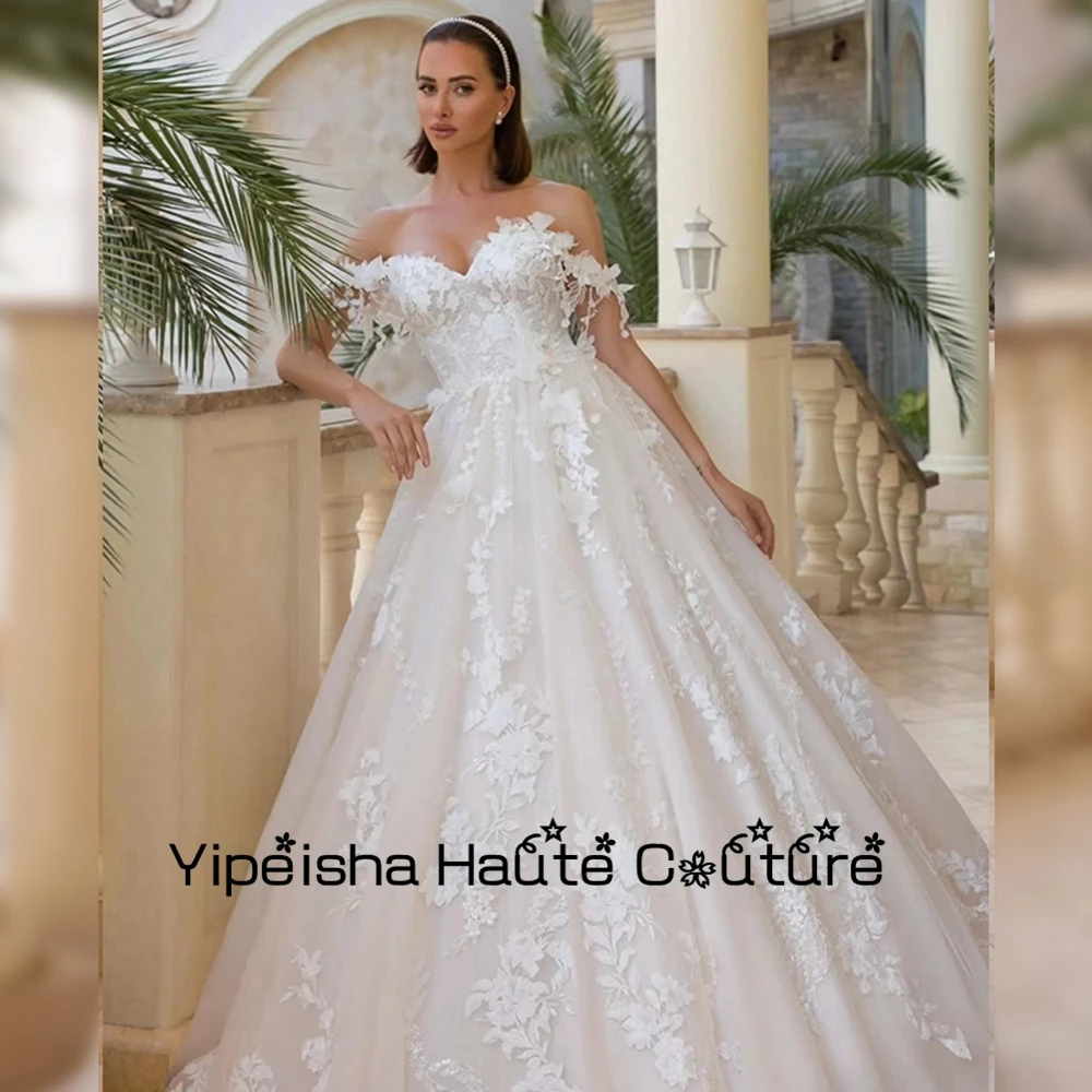 Yipeisha-Robes de mariée en fibre d'organza, patients de luxe chérie, quelle que soit la ligne appliquée