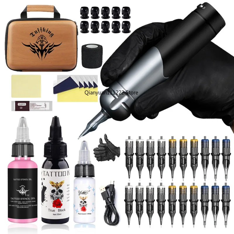 Cross border hot selling tattoo machine set motor all-in-one tattoo pen wireless battery pen all-in-one needle tattoo tool