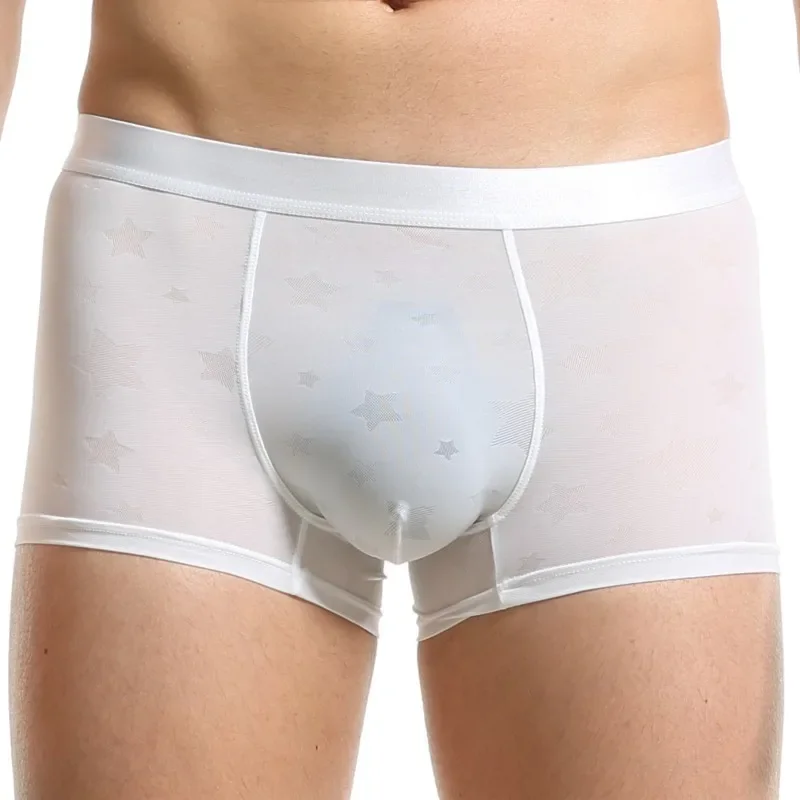 ملابس داخلية بوكسر جديدة للرجال، ملابس داخلية رجالية رفيعة وشفافة قابلة للتنفس من النايلون 858
