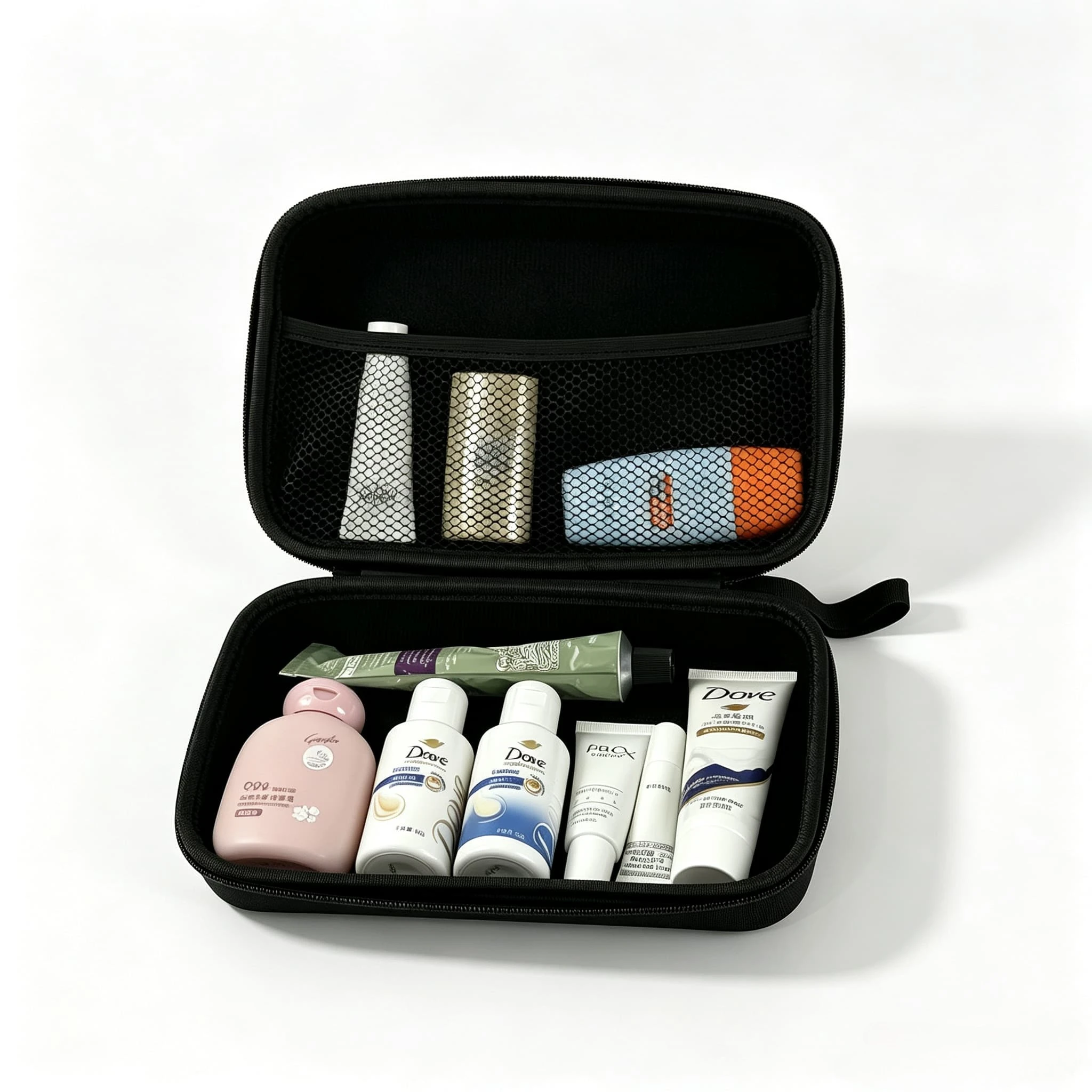 EVA Hard Shell Travel Toiletry Storage Case With Hand Strap Zipper, Portable Cosmetic Skincare Organizer Bag  Only Storage Bag