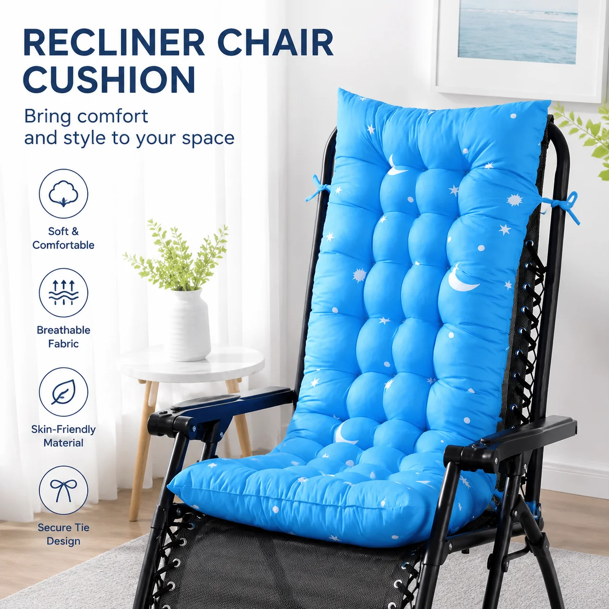 Thickened Cotton Rocking Chair Cushion for Outdoor Lounge or Beach Use – Soft, Breathable, Multi-Color Options