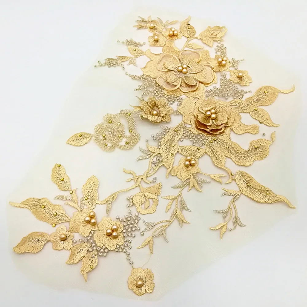 Fashion Elegant Colorful Sequined Embroidery Patches 3D Flower DIY Embroidered Floral Patches Clothing Applique Stage Costumes