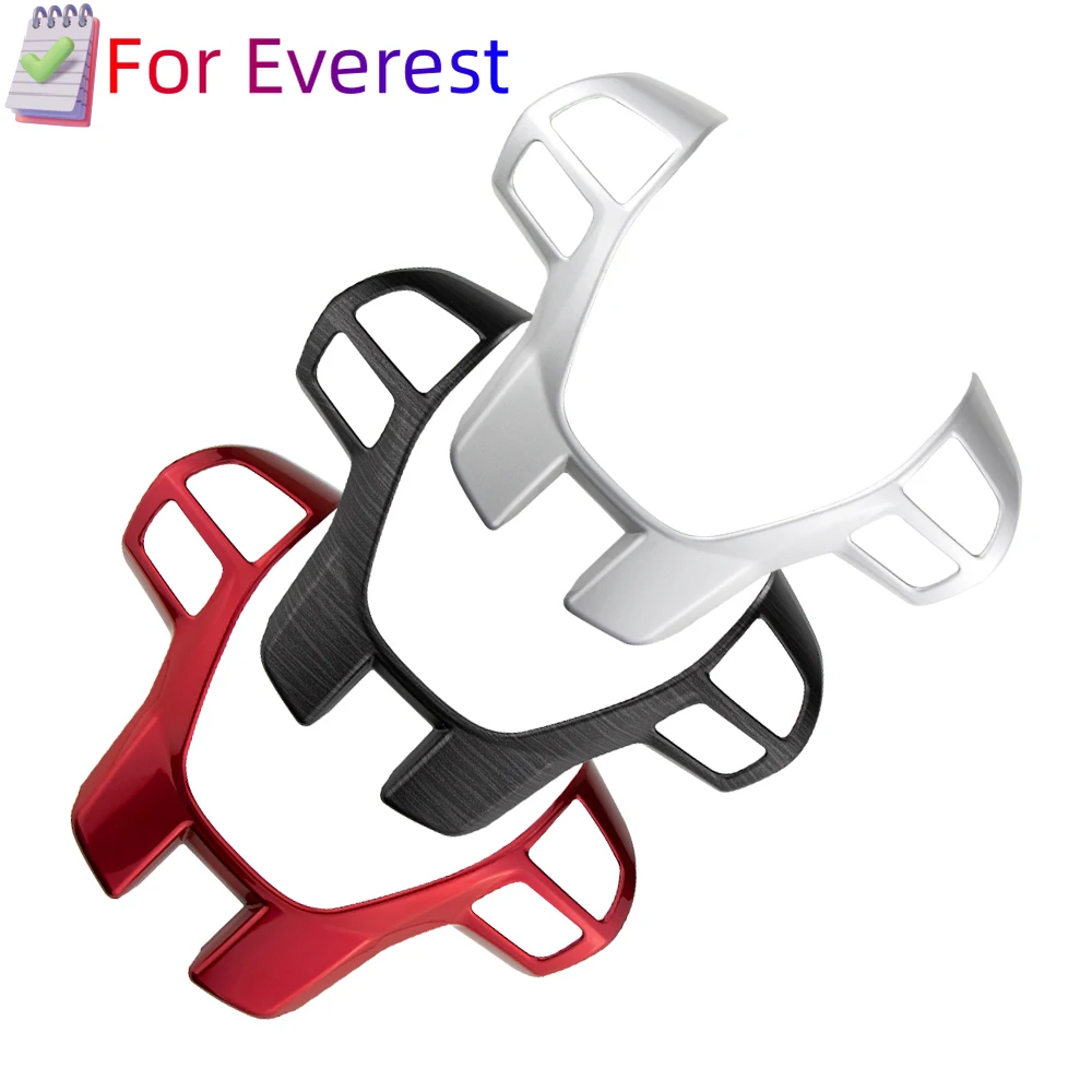 For Ford Ranger Everest Endeavor 2015+ ABS Carbon Fiber Steering Wheel Cover Sticker Trim Frame Decorator Accessories