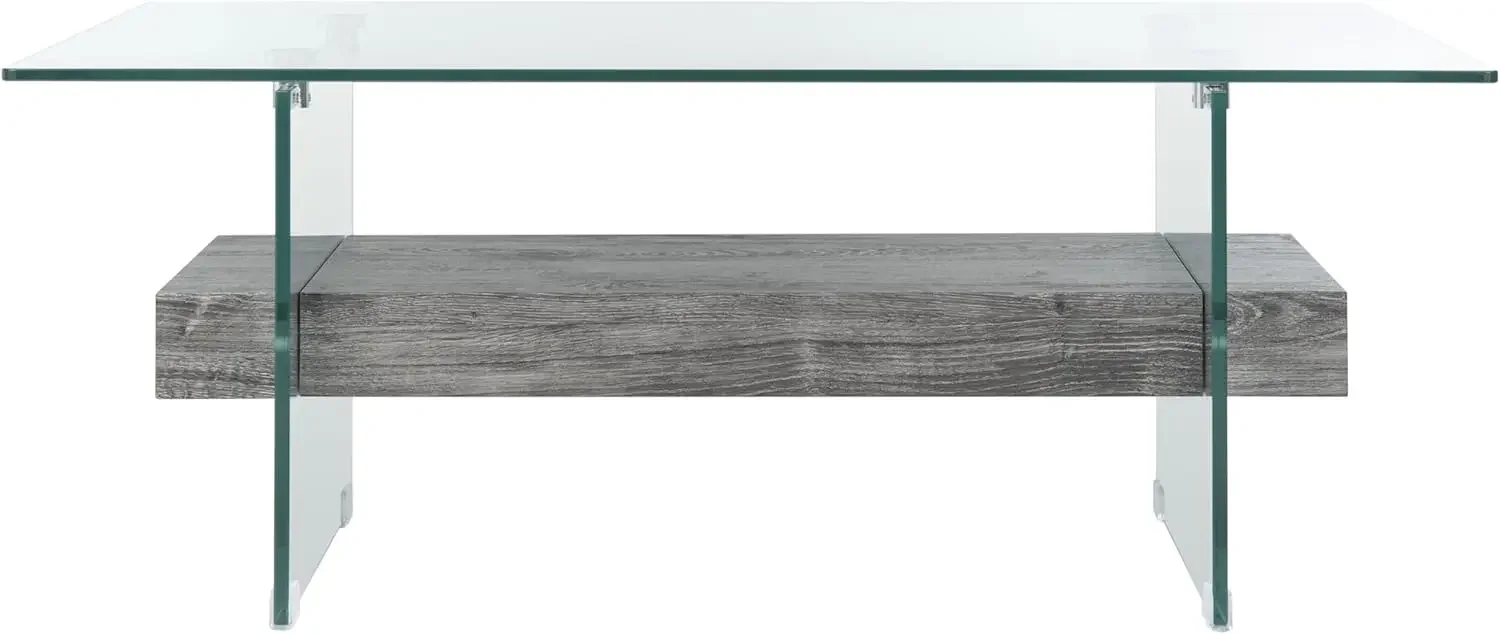 

Коллекция Home Collection – Прямоугольный современный стеклянный журнальный столик Kayley с полкой из черного дуба, акцентный столик с лаконичным дизайном для гостиной (C)