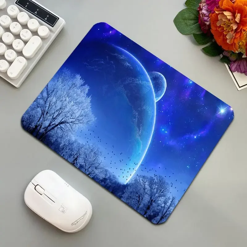 Night Sky Mouse Pad Xs Portable Cushion Art Design Office Mousepad Gaming Keyboard Non-slip Natural Rubber Deskmats 25x30cm