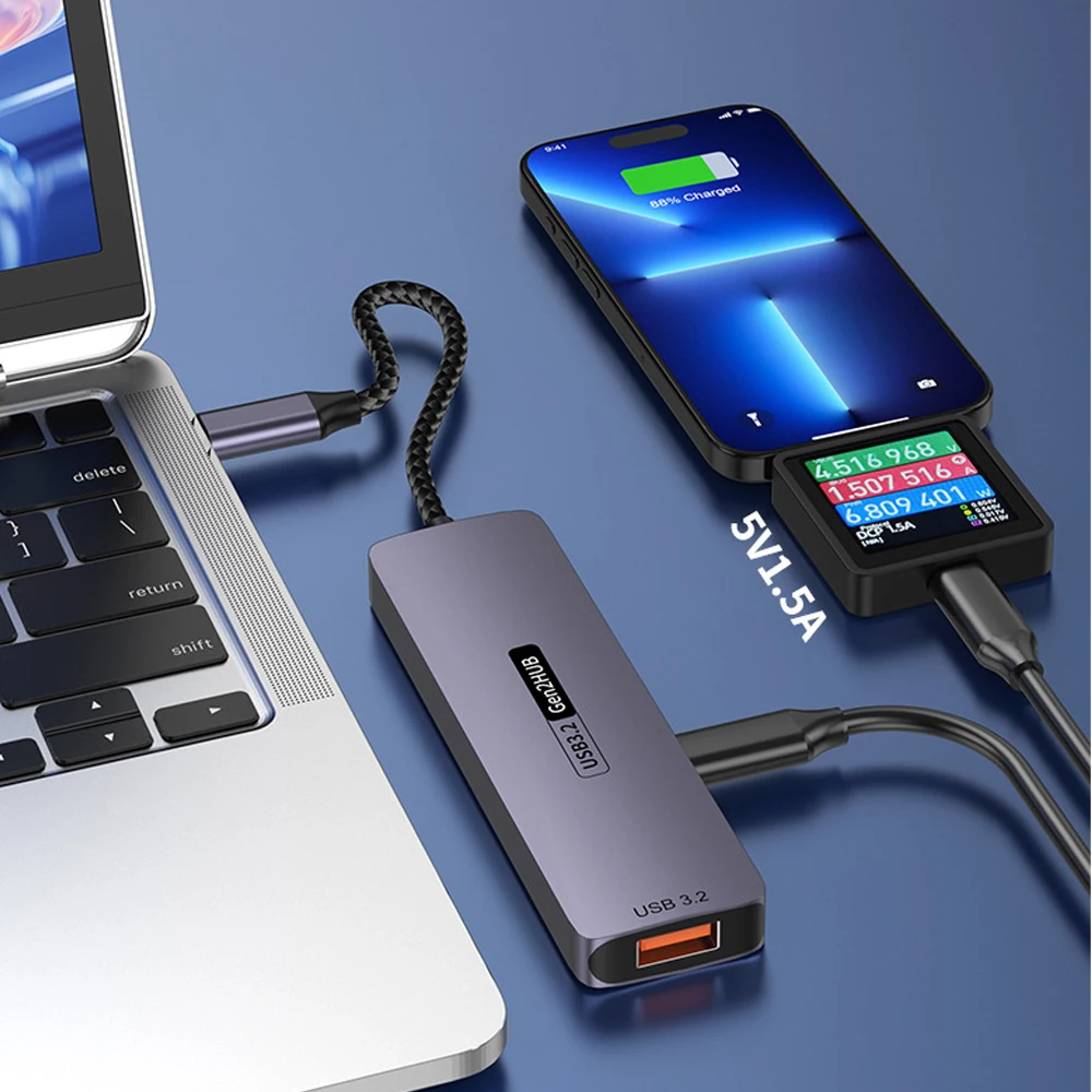 10Gbps USB3.2 Gen2 HUB USB C Splitter Hub 10Gb for PC Laptop MacBook Air/Pro iPhone 15/15 Plus/15 Pro Max Samsung S24 S23 Ultra image 5