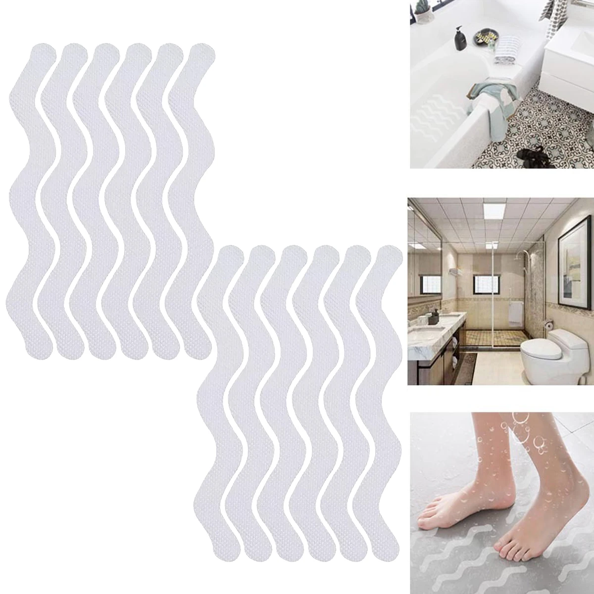 

Popular S-shaped Anti Slip Shower Stickers Safety Bathtub Strips Adhesive Decals with Premium Scraper for Bathtub Stairs Floor