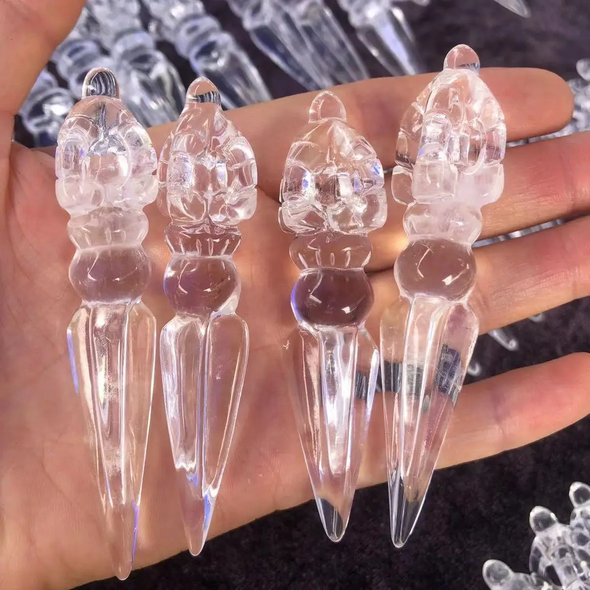 New Natural Clear Crystal Pendant Cross King Kong Pestle Pout Bell Axe Magic Pestle Magic Necklace for men and women pend - view 2