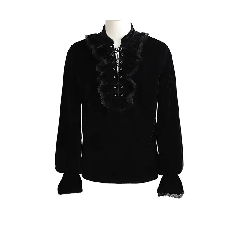 Costume gothique en velours Long Sve irt loween pour hommes, vêtements de cérémonie médiévaux, vêtements de spectacle de danse, Production chinoise