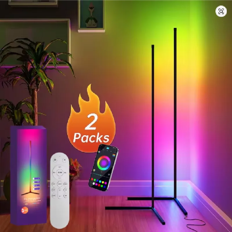 2026 New Smart RGB Floor Lamp APP/Remote Control 16M Color 160cm Corner Light for Bedroom Gaming Room Decor Modern Standing Lamp