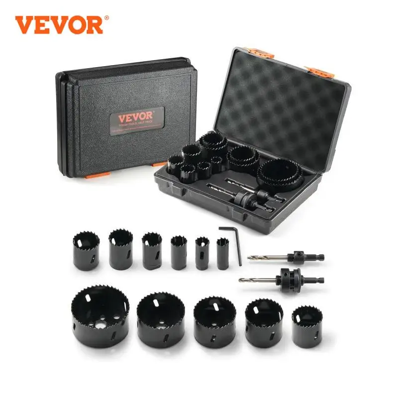 VEVOR Hole Saw Kit 11/18 PCS Saw Blades 1 Hex Wrench Bi Metal M42 Hole Saw Set with Carrying Case General Purpose Size