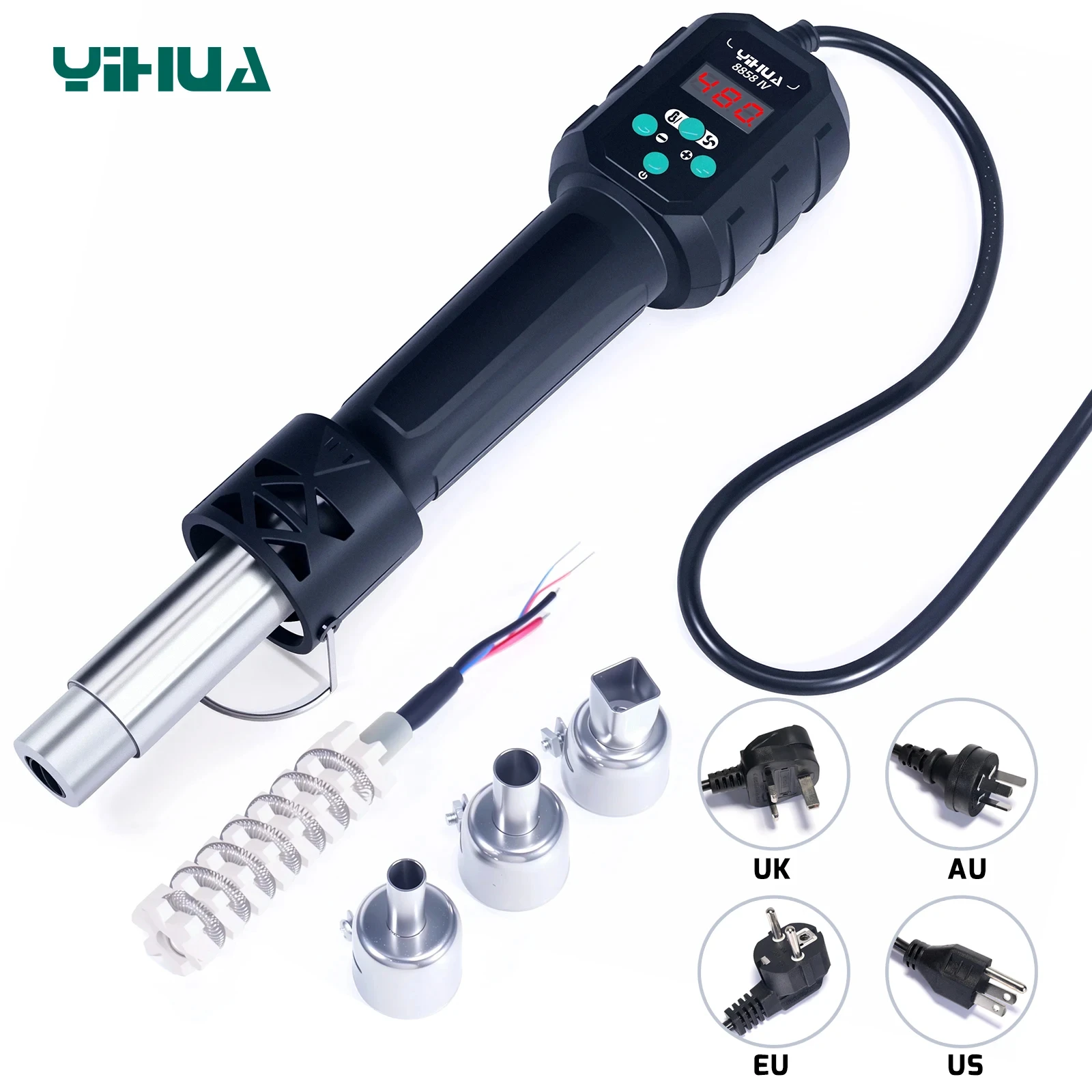 YIHUA 8858-IV Микро-пистолет горячего воздуха C/F с регулировкой температуры 700 Вт Паяльная сварочная станция ЖК-цифровой тепловой пистолет BGA IC Инструменты для пайки YIHUA 8858-IV Микро-пистолет горячего воздуха C/F с регулировкой температуры 700 Вт Паяльная сварочная станция ЖК-цифровой тепловой пистолет BGA IC Инструменты для пайки