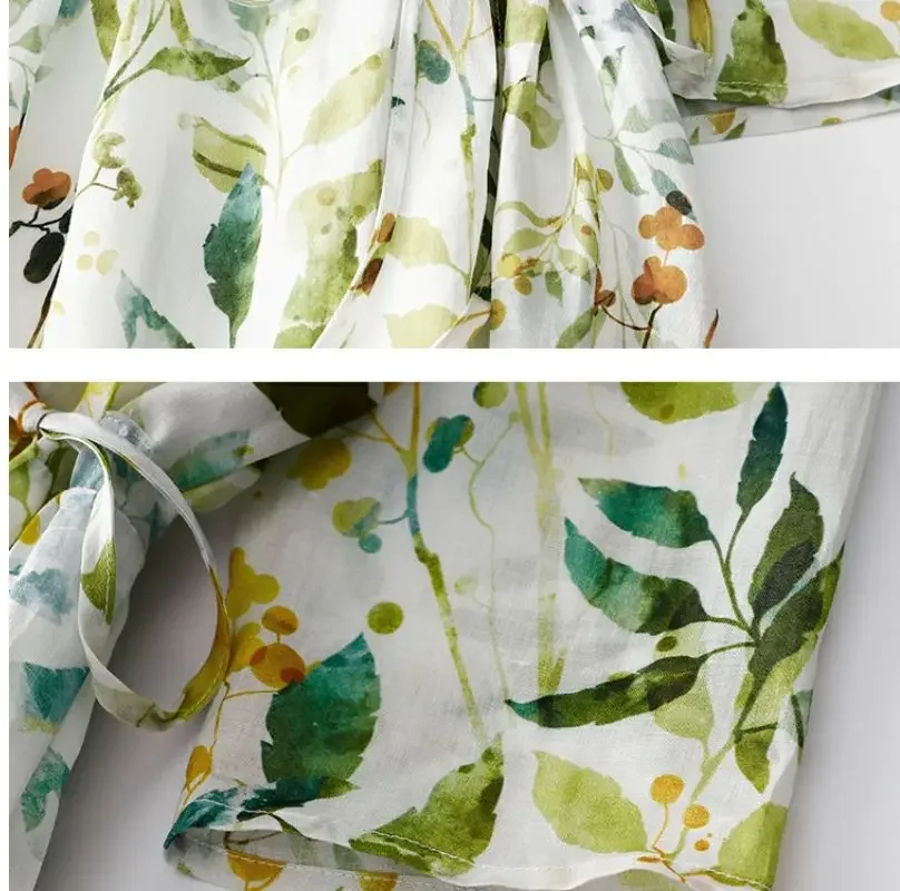 Robe longue en coton et lin pour femmes, mode d'été, motif Floral français, manches courtes, imprimée, ample, 2025