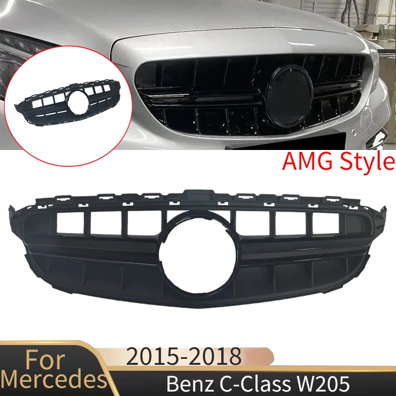 

Car Front Bumper Grille for Mercedes-Benz C-Class W205 2015-2018 AMG Style Mesh Replacement Trim Exterior Body Kits Accessories