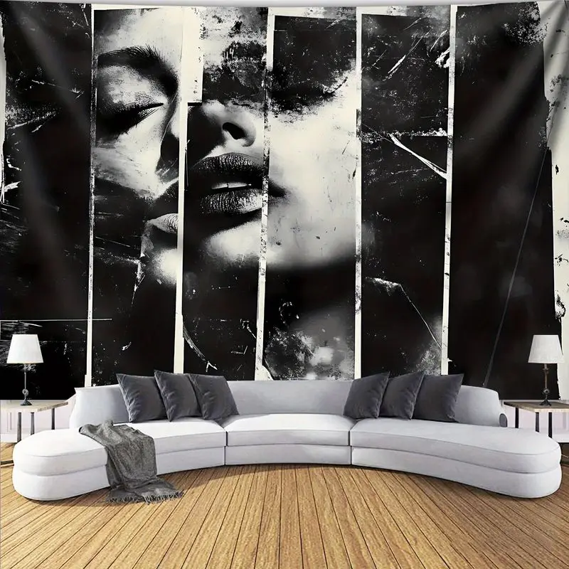 VIKAMA Retro Black and White Column Broken Vintage Art Tapestry Wall Hanging Home Decor for Bedroom Living Room Dorm
