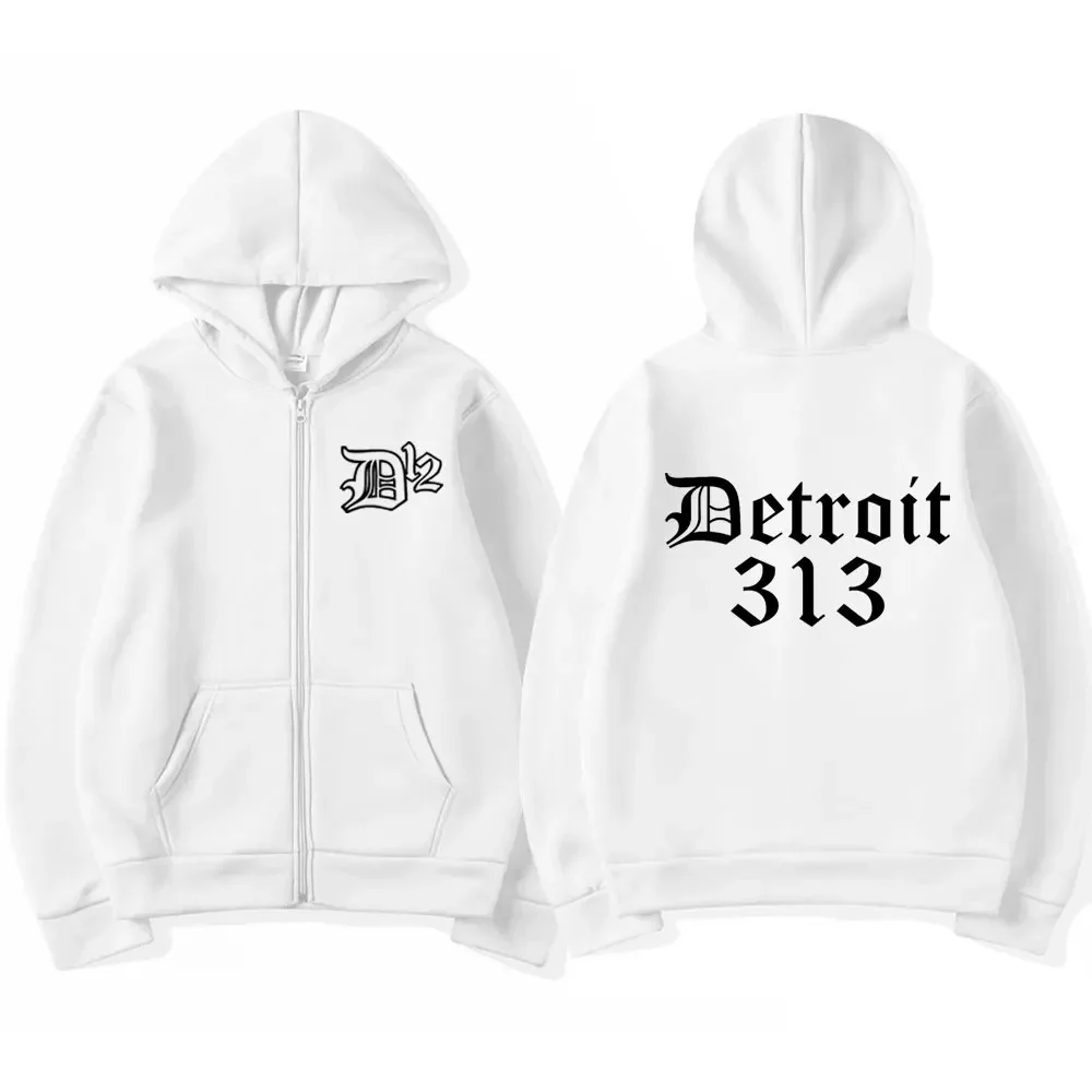 Famosa banda rapper eminem zíper moletom com capuz tendência impressão 313 moda masculina e feminina com capuz com zíper roupas esportivas streetwear