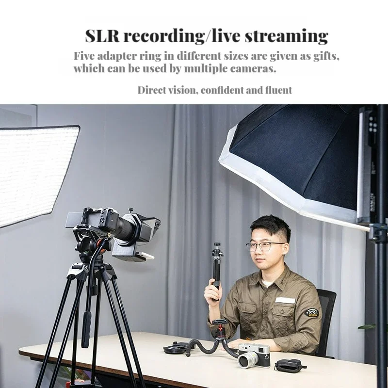 UURig SLR Camera Mini Teleprompter Prompter for Smartphone/DSLR Camera Video Recording Live Streaming Interview W Remote