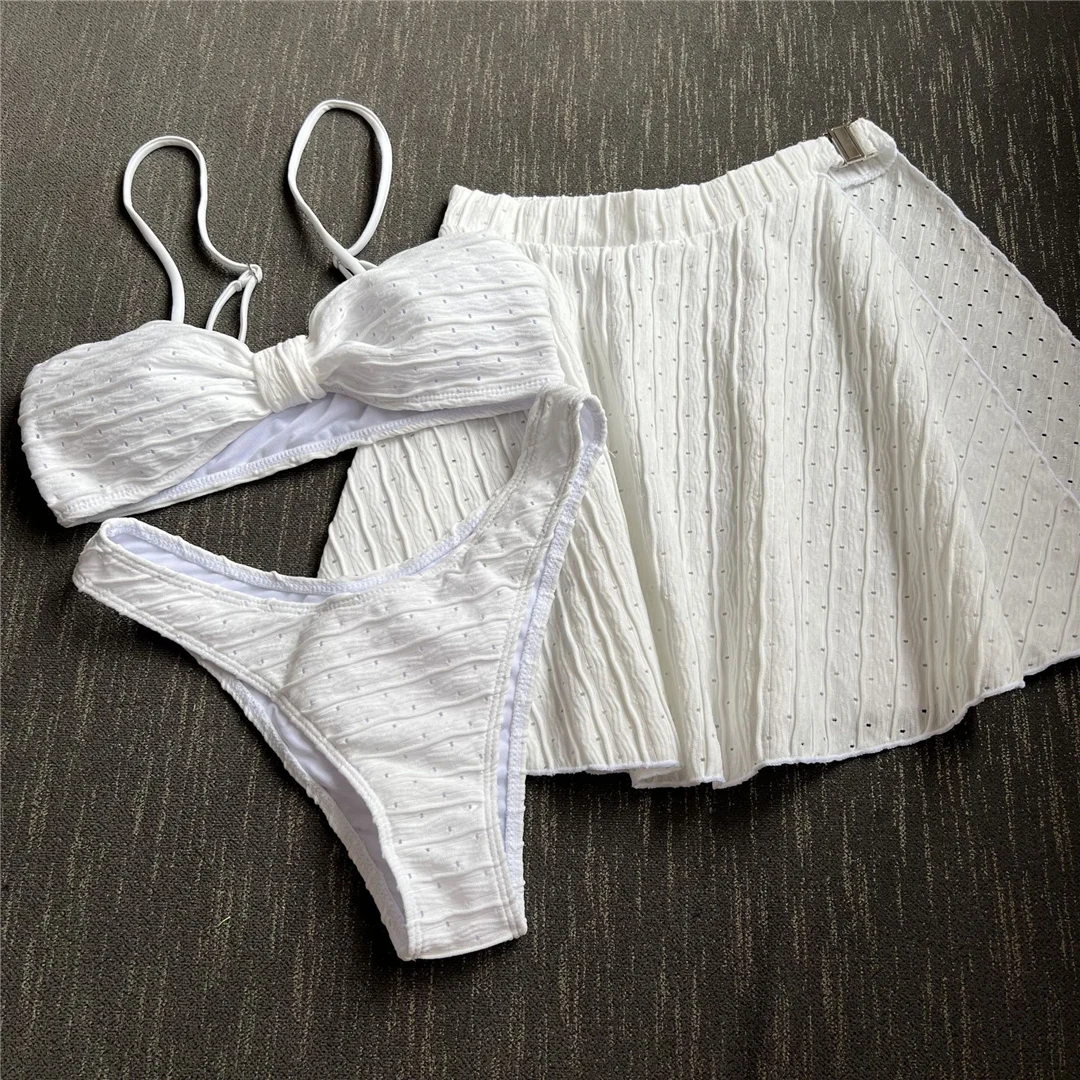 Sexy mit Rock, geraffter brasilianischer Bikini, Damen-Badebekleidung, dreiteiliges Bikini-Set, Badeanzug, Badebekleidung, Schwimmbekleidung V4710 – Detail 26