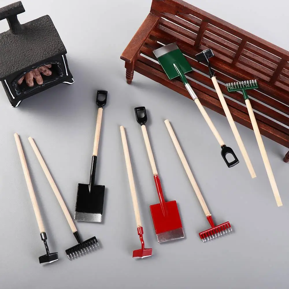 Accessories Pretend Play Home Decor Farming Tools Dollhouse Miniature Shovel Hoe and Pitchfork Simulation Shovel Farming Tools