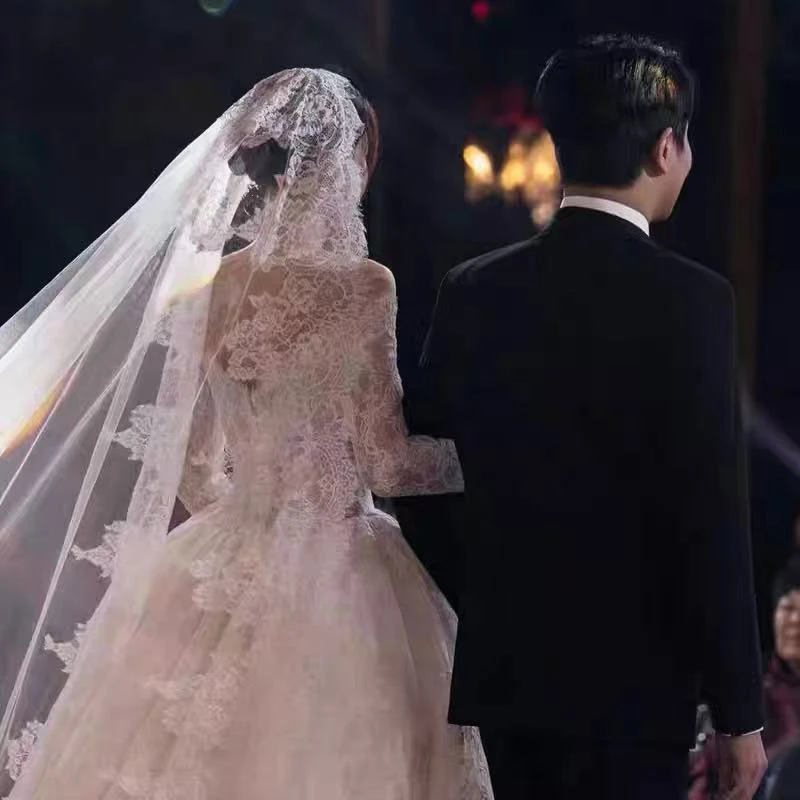 صور حقيقية 3M طبقة واحدة طرحة زفاف مع مشط لينة رمش الدانتيل حافة حجاب الزفاف زين كاتدرائية العروس أغطية الرأس مخصص #5