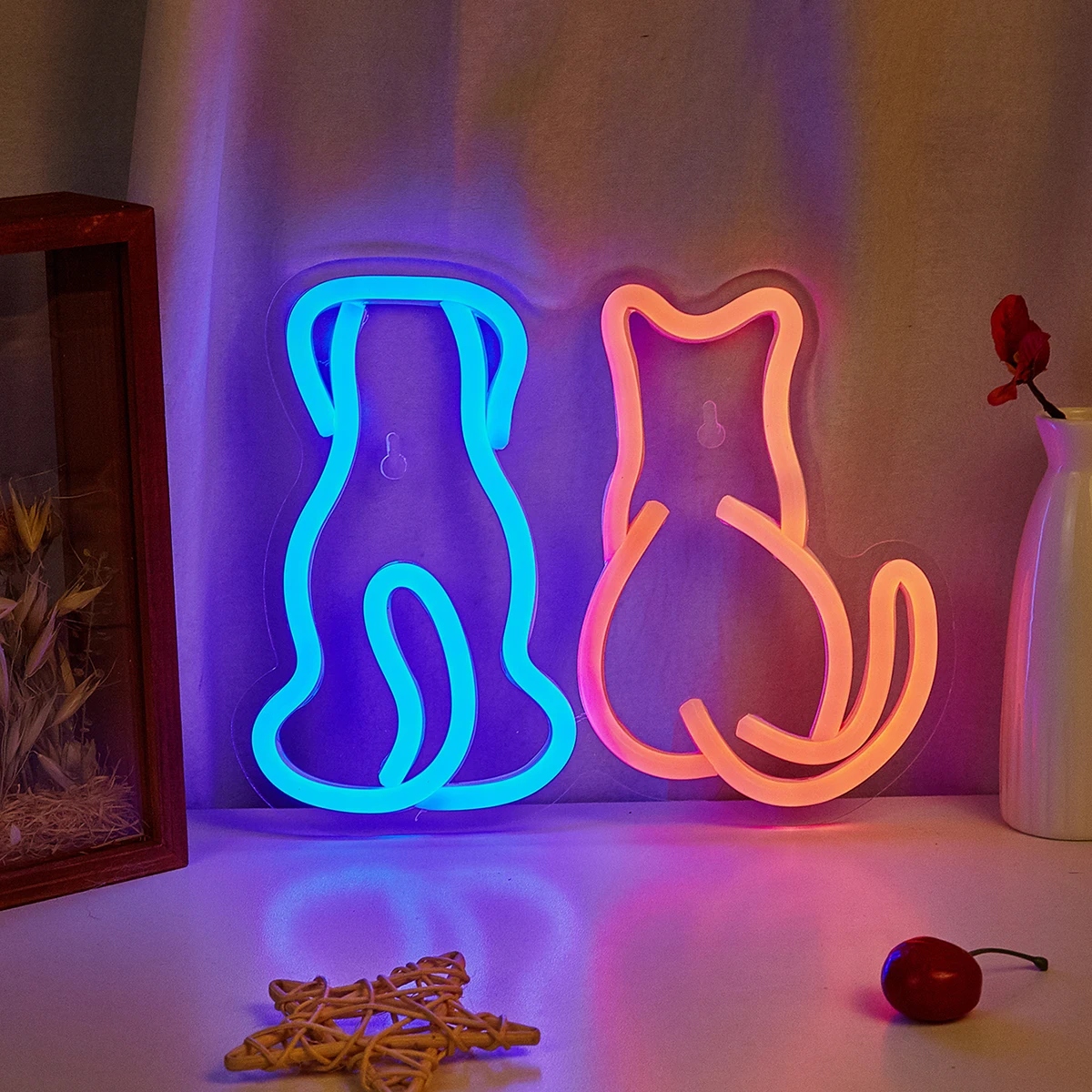 Chi-Buy 1PC psi przyjaciele kształt Neon LED znak USB zasilany do sypialni dekoracja ścienna znaki neonowe nadaje się na wakacje