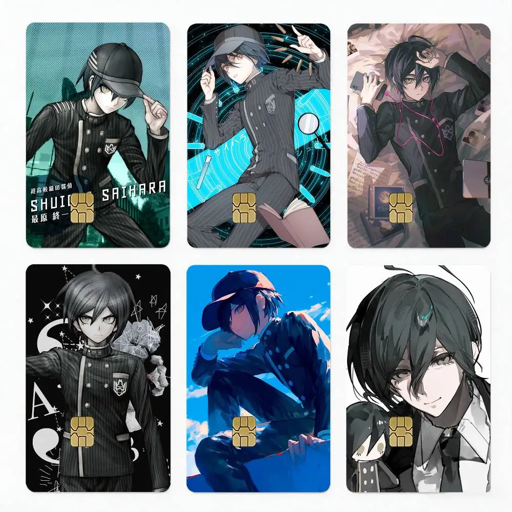 Anime D-Danganronpa S-Shuichi Saihara 4pcs 1Set Laser Holographic Sticker Skin Cover for Credit Bank Debit Card