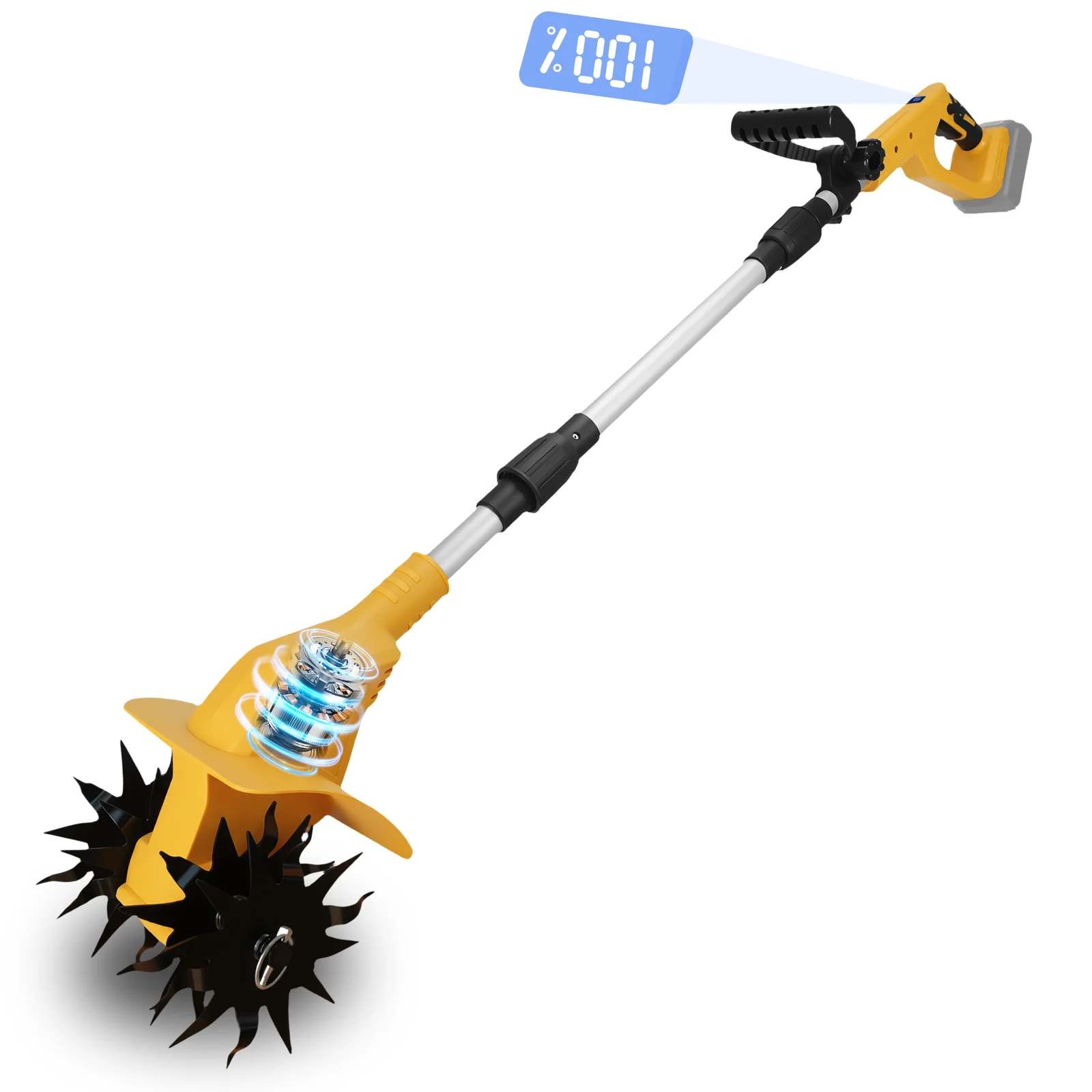 Cordless Tiller Cultivator 330RPM Brushless Electric Garden Tiller for Gardening Lawn Soil Cultivation for Dewalt 20V Battery