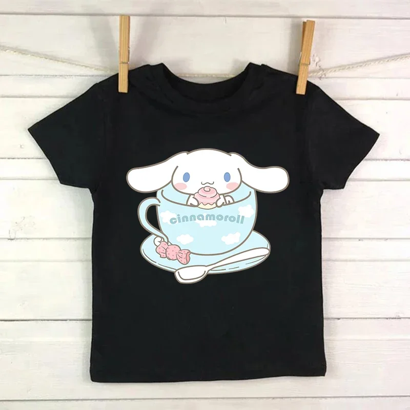 

Casual Anime Cinnamoroll Sanrio T Shirt Children's T-shirt Kawaii Tshirt Children Clothes Y2k Tee Shirt Kids Girls Boys Top