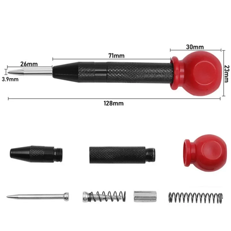 Automatic Center Pin Punch with Cap Woodworking Tools Spring Loaded Marking Metal Drill Bits Wood Press Dent Marker Tool