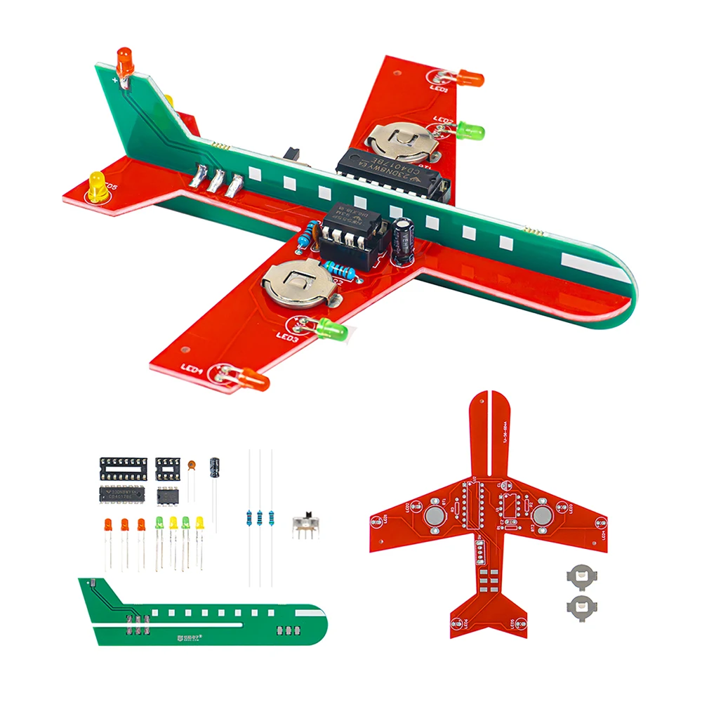 CD4017 مصباح تدفق طائرة صغيرة لتقوم بها بنفسك عدة إلكترونية وامض LED متعة العلوم مكونات إلكترونية ممارسة تجميع اللحام