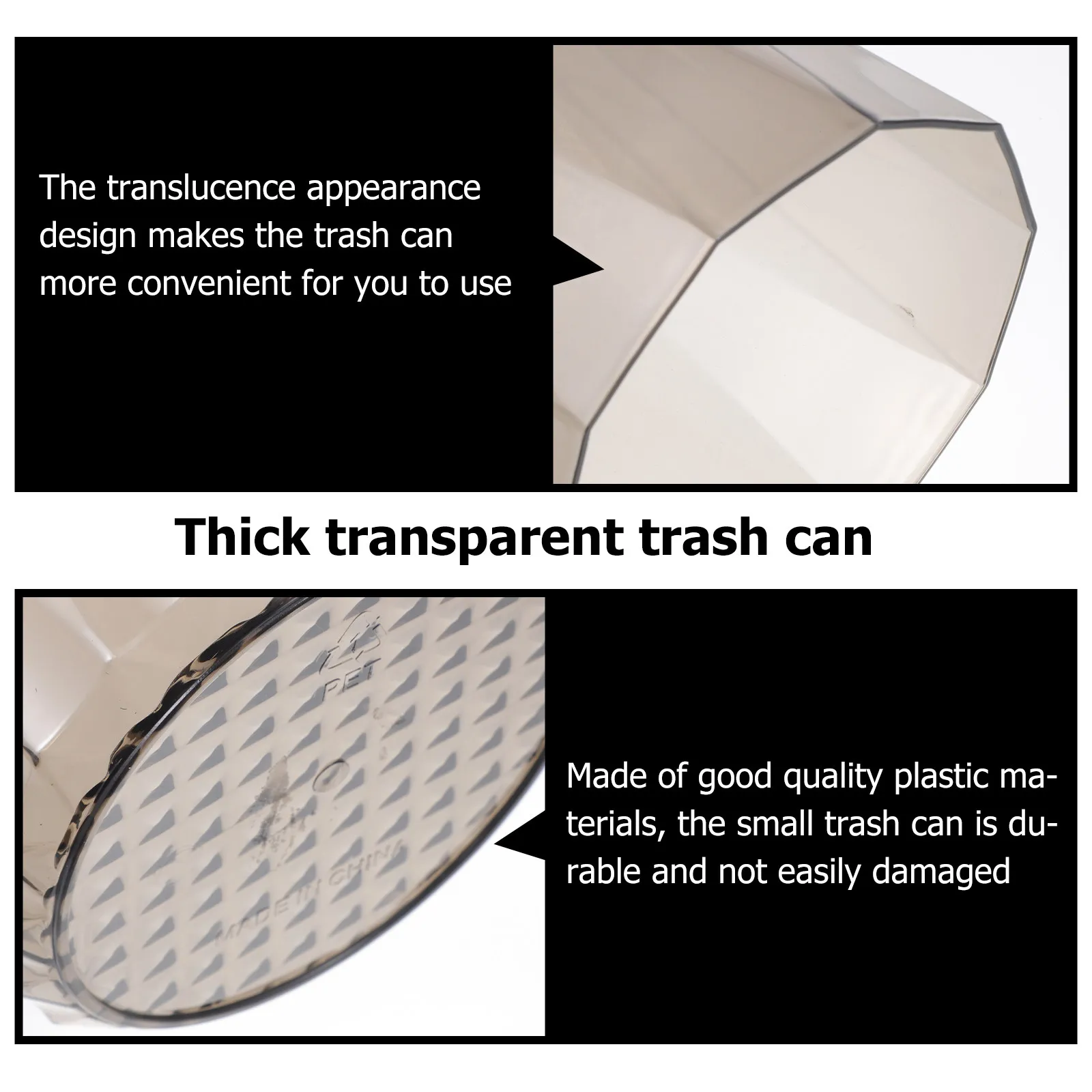 1Pcs Adorable Translucent Small Trash Can Desktop Storage Holder Multifunctional Mini Garbage Can for Office Car Bedroom Home