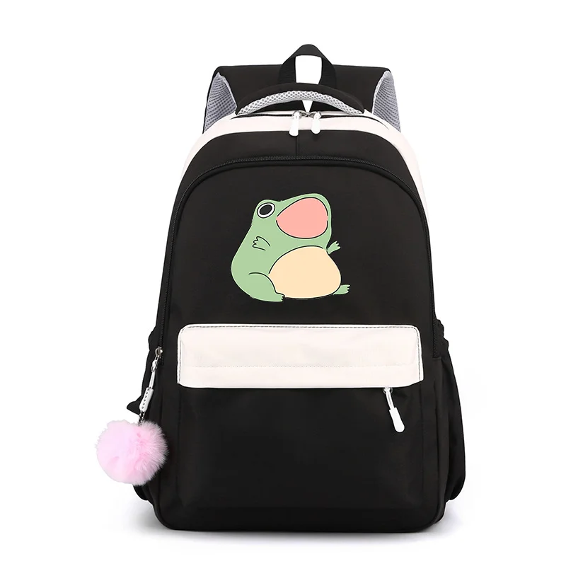 Rucksack mit lustigem Froschmuster, lässig, bequem, für Schule, Büchertaschen, Teenager, hochwertiger Rucksack mit Reißverschluss, Frosch-Rucksäcke