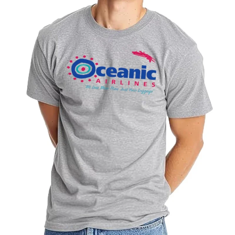 Oceanic Airlines-T-shirt à col rond pour homme, haut à manches courtes, imprimé fantaisie, cool, vêtements pour homme,