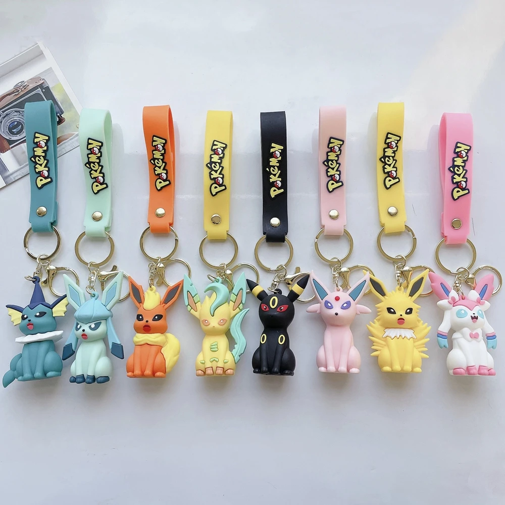 Pokemon Action Figure Pikachu Keychain Anime Cute Snorlax Eevee Backpack Pendant Doll Car Key Ring Ornaments Jewelry Kids Gifts