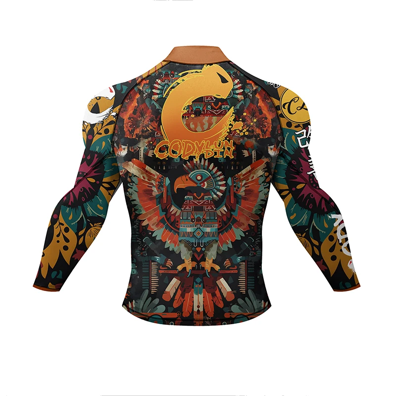 New Bjj Jiu Jitsu Rashguard MMA T-shirt+Pant Suit For Men Rubber Waist Kickboxing Grappling Boxing Jerseys Rash Guard Sportsuits