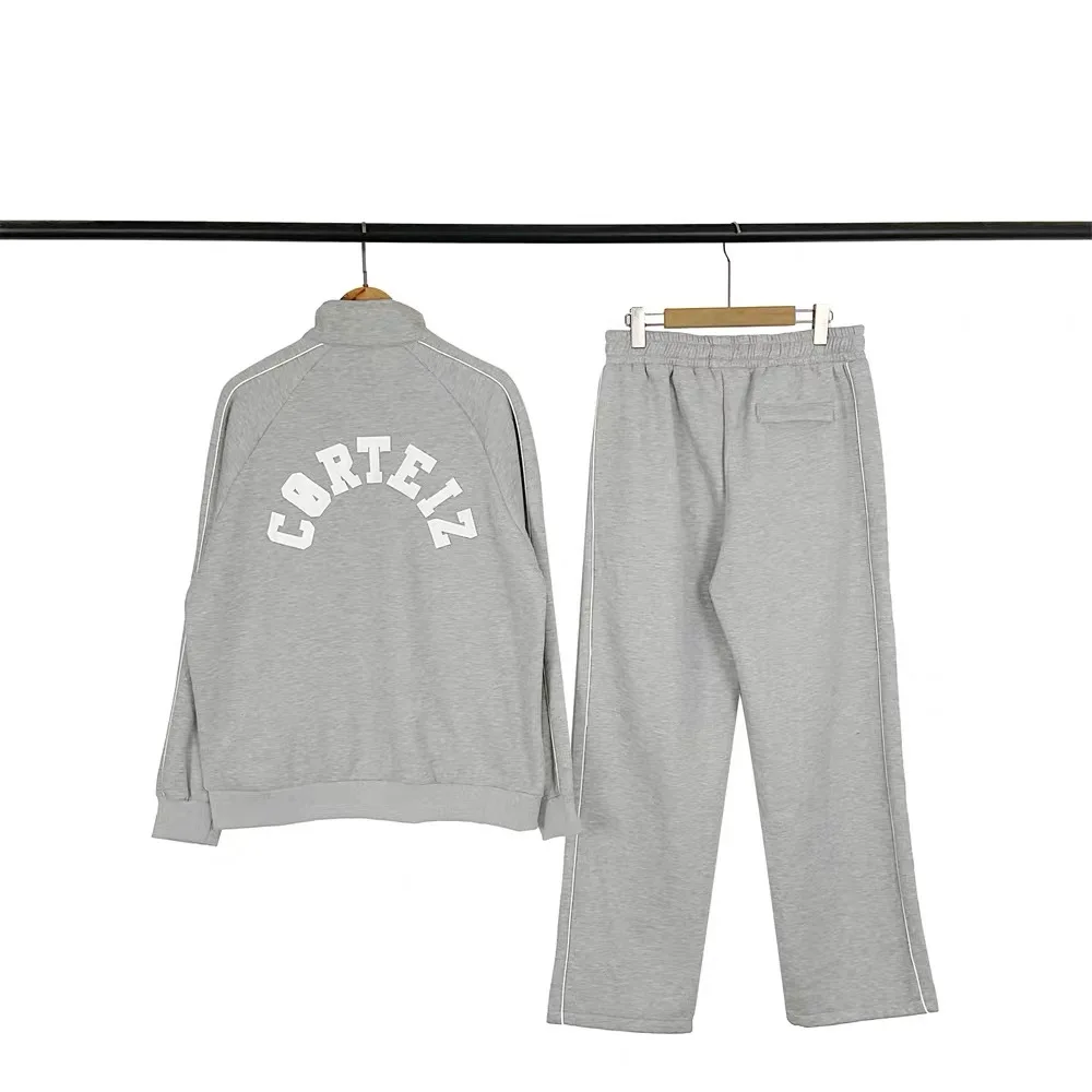 

Модная брендовая толстовка большого размера с принтом, свободный крой, воротник-стойка, женский повседневный комплект спортивной одежды на подкладке, застежка-молния