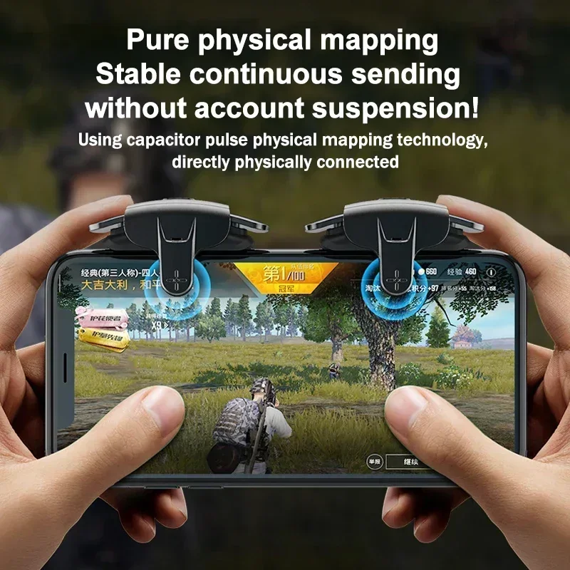 AK05 Mobile Phone Game Trigger 6 Fingers L1R1 Fire Aim Shoot Button Gamepad Joystick for IOS Android PUBG Assist Gaming Console