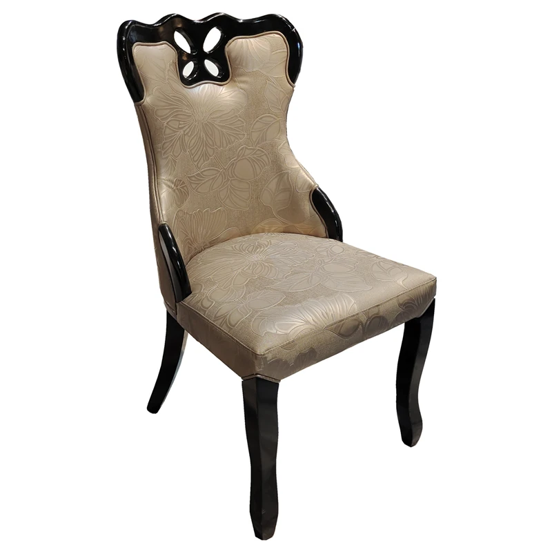 

European Dining Chair White Simple Modern Restaurant Fashion Soft Bag Hotel Leisure Korean PU Leather Villa Solid Wood Chair