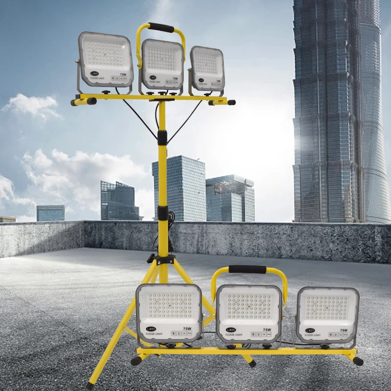 Luces de trabajo LED multifuncionales portátiles con soporte de trípode de Metal telescópico ajustable para la industria del sitio de construcción