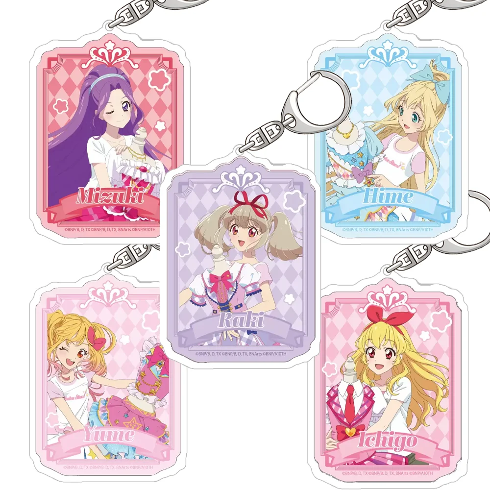 Aikatsu! Mio Yume Mizuki Hana Raki Hime Akari Aine Ichigo Official HD Acrylic Keychain Bag pendant anime goods Fans Charm Gifts