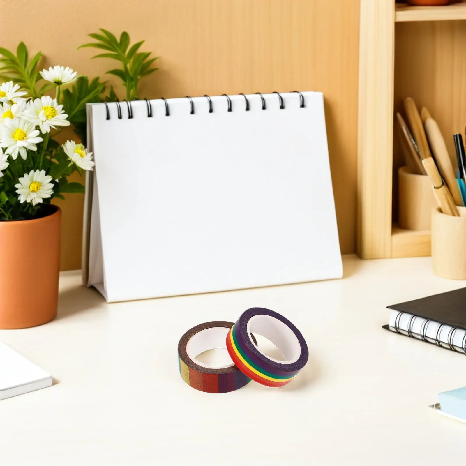 

Набор декоративных японских бумажных лент васи «Радуга» для скрапбукинга, планировщиков, блокнотов и поделок своими руками, рулон наклеек